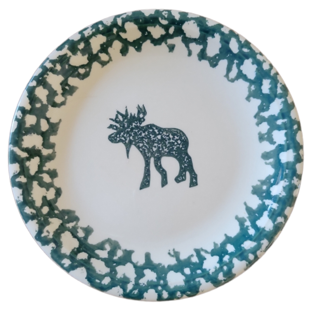 1 Vtg Salad Dessert Plate Folk Craft Moose Country By TIENSHAN